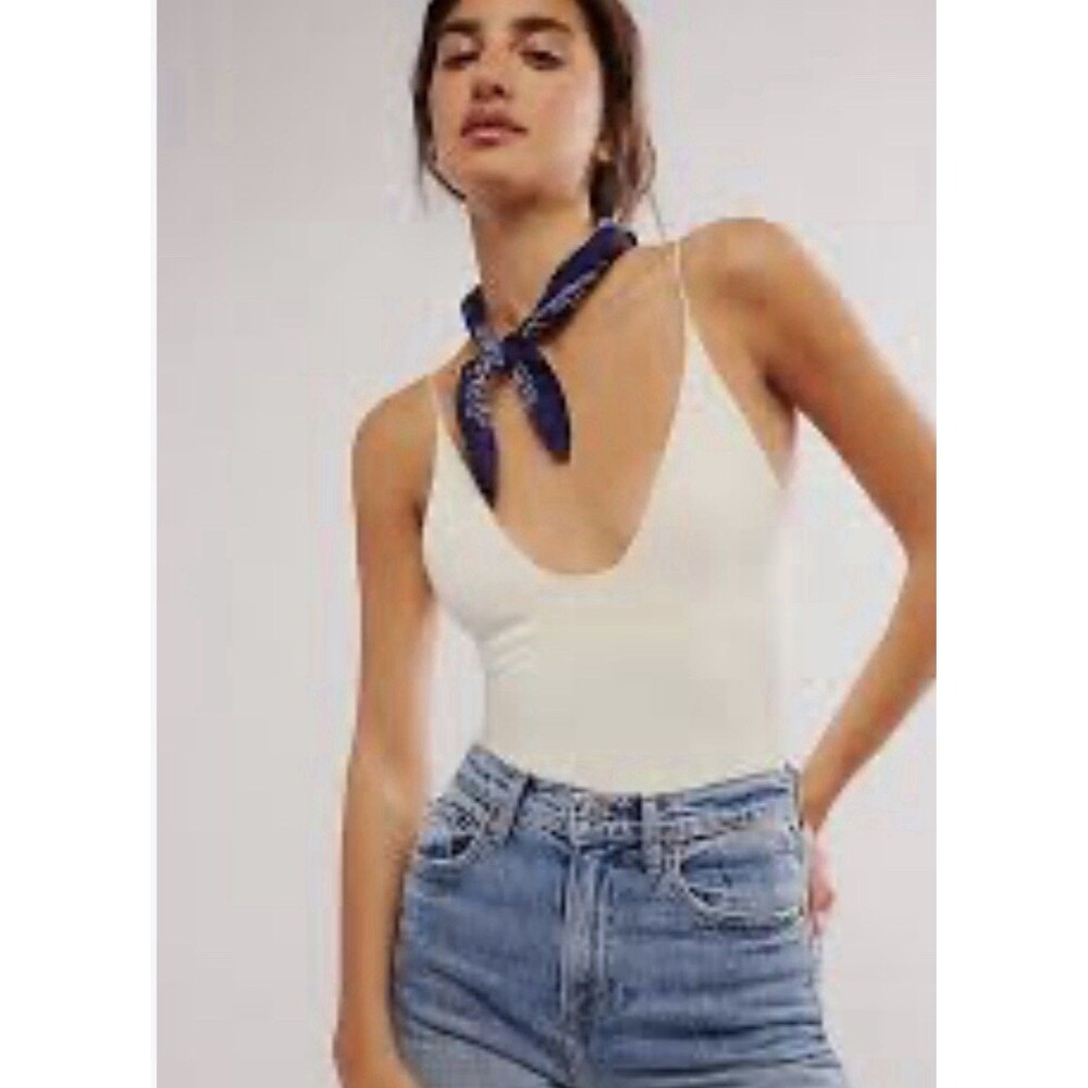 Free People Intimately Clean Lines Plunge Medium Large Ivory
